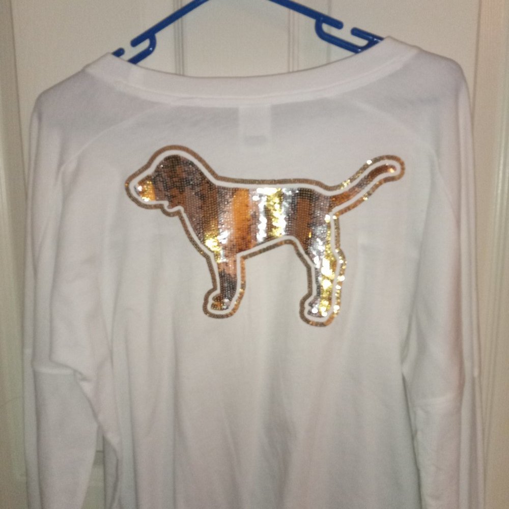 New Victoria's Secret PINK Long Sleeve Bling Sequins Shirt